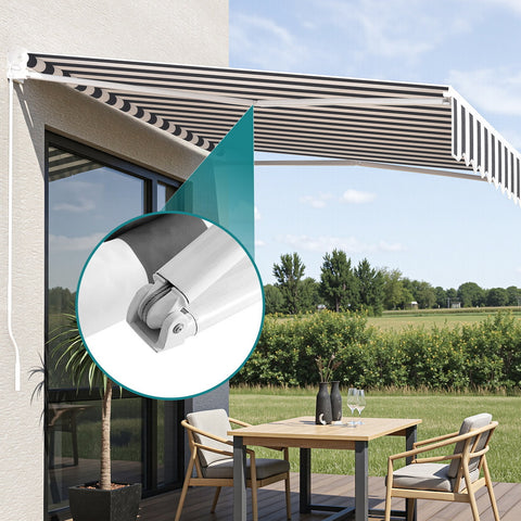 Instahut Retractable Folding Arm Awning Motorised Sunshade 5Mx3M Grey White