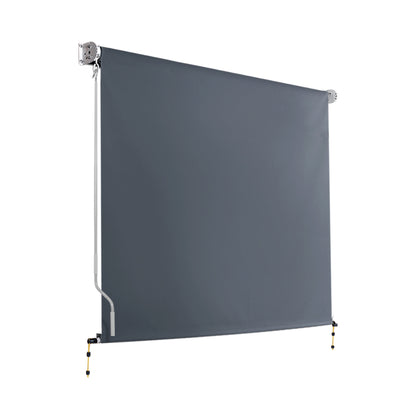 Instahut 2.4X2.5M Outdoor Blinds Awning Roll Down Canopy Retractable Outdoor Blinds Window Shade Grey