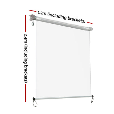 Instahut 1.2X2.4M Outdoor Blinds Clear Roll Down Awning Retractable Outdoor Blinds Water Wind Proof Transparent