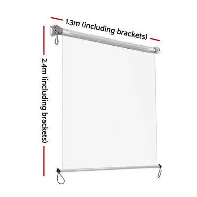 Instahut 1.3X2.4M Outdoor Blinds Clear Roll Down Awning Retractable Outdoor Blinds Water Wind Proof Transparent
