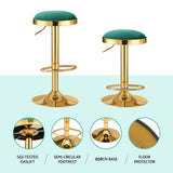 2x Artiss Bar Stools Kitchen Dining Chairs Velvet Padded Stool Green