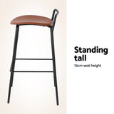 4x Artiss Bar Stools Kitchen Counter Dining Chair Metal Brown