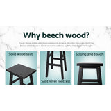 Artiss Bar Stools Kitchen Counter Stools Wooden Chairs Black x4