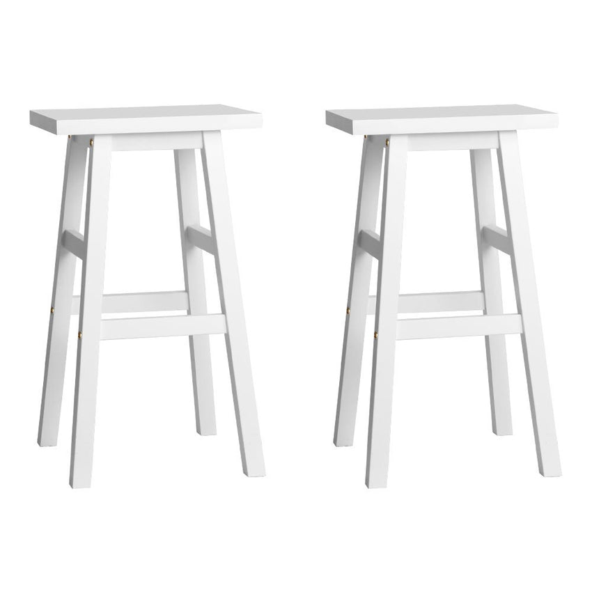 Artiss Bar Stools Kitchen Counter Stools Wooden Chairs White x2