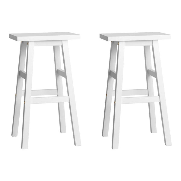 Artiss Bar Stools Kitchen Counter Stools Wooden Chairs White x2