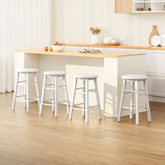 Artiss 4x Bar Stools Round Chairs Wooden White