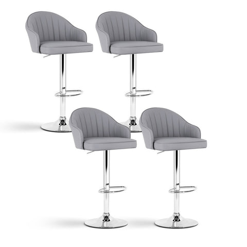 Artiss 4x Bar Stools Kitchen Swivel Gas Lift Counter Chair Shell Leather Grey