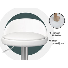 Artiss 2x Bar Stools PU Leather Gas Lift White