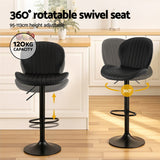 Artiss 2x Bar Stools Kitchen Swivel Gas Lift Counter Chair Shell Leather Black