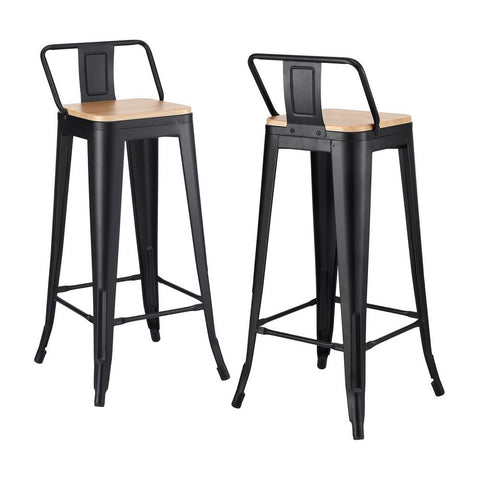 Artiss Metal Bar Stools Set of 2 Counter Height Barstools 77cm Seat Height w/ Removable Back