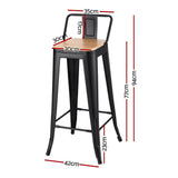 Artiss Metal Bar Stools Set of 4 Counter Height Barstools 77cm Seat Height w/ Removable Back