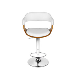 Artiss Bar Stools Gas Lift Leather w/Armrest White