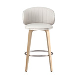 4x Artiss Bar Stools Dining Chairs Contoured Leather Wood Stool