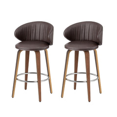 2x Artiss Bar Stools Dining Chairs Contoured Leather Wood Stool