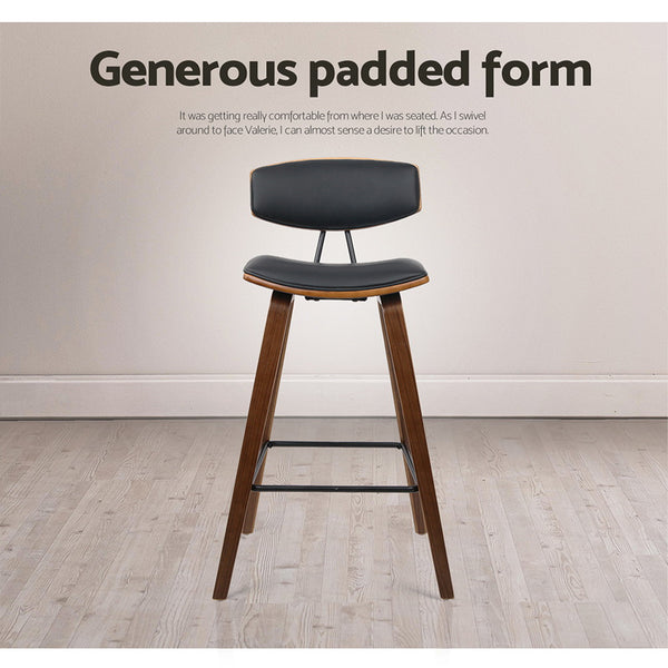 Artiss 2x Bar Stools Leather Padded w/Backrest