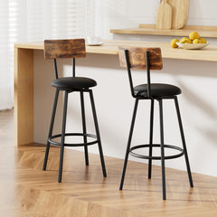 Artiss 2X Industrial Bar Stools Upholstered Counter Chairs Steel Frame Anti-Scratch