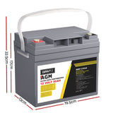 Giantz AGM Deep Cycle Battery 12V 50Ah x2 Box Portable Solar Caravan Camping
