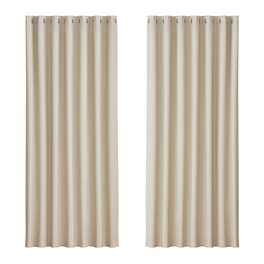 Artiss 2X Blockout Curtains Eyelet 240x230cm Beige