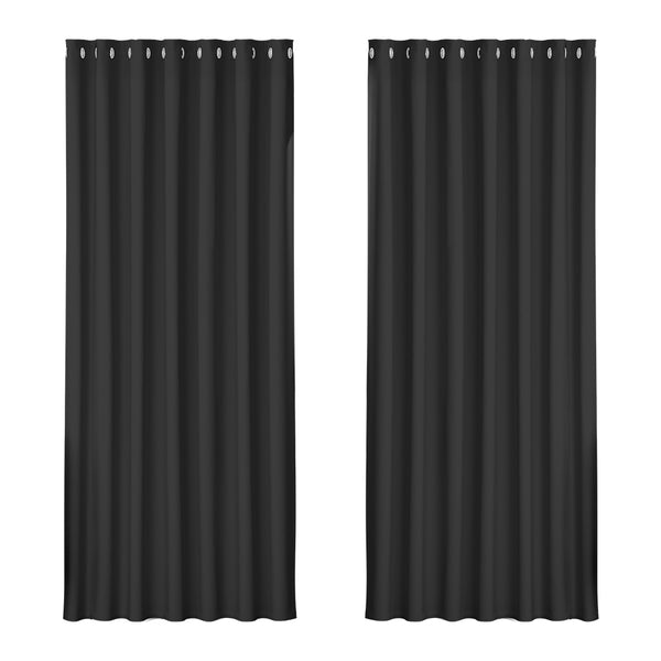 Artiss 2X Blockout Curtains Eyelet 240x230cm Black