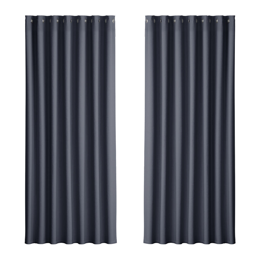 Artiss 2X Blockout Curtains Eyelet 240x230cm Charcoal