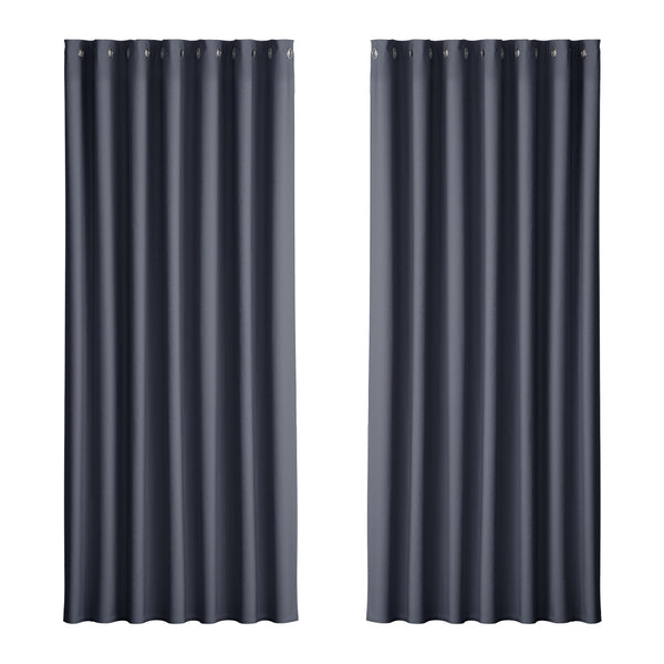 Artiss 2X Blockout Curtains Eyelet 240x230cm Charcoal