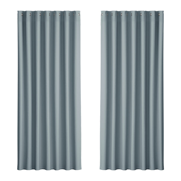 Artiss 2X Blockout Curtains Eyelet 240x230cm Grey