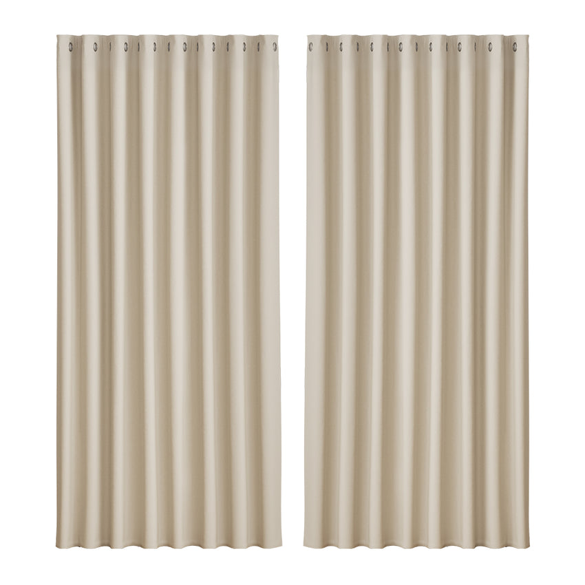 Artiss 2X Blockout Curtains Eyelet 300x230cm Beige