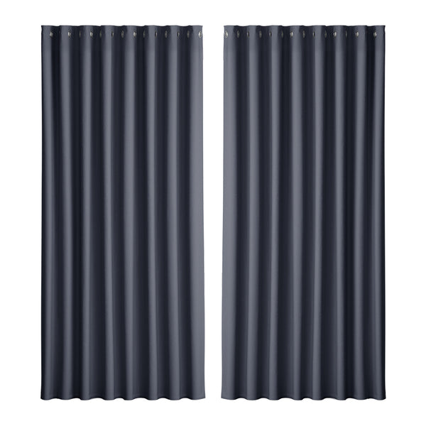 Artiss 2X Blockout Curtains Eyelet 300x230cm Charcoal