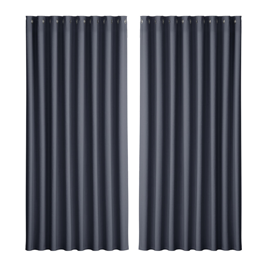 Artiss 2X Blockout Curtains Eyelet 300x230cm Charcoal