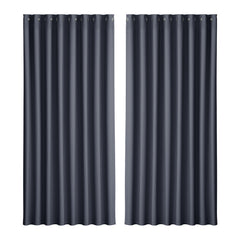 Artiss 2X Blockout Curtains Eyelet 300x230cm Charcoal