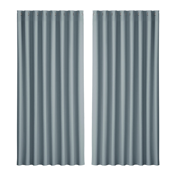 Artiss 2X Blockout Curtains Eyelet 300x230cm Grey