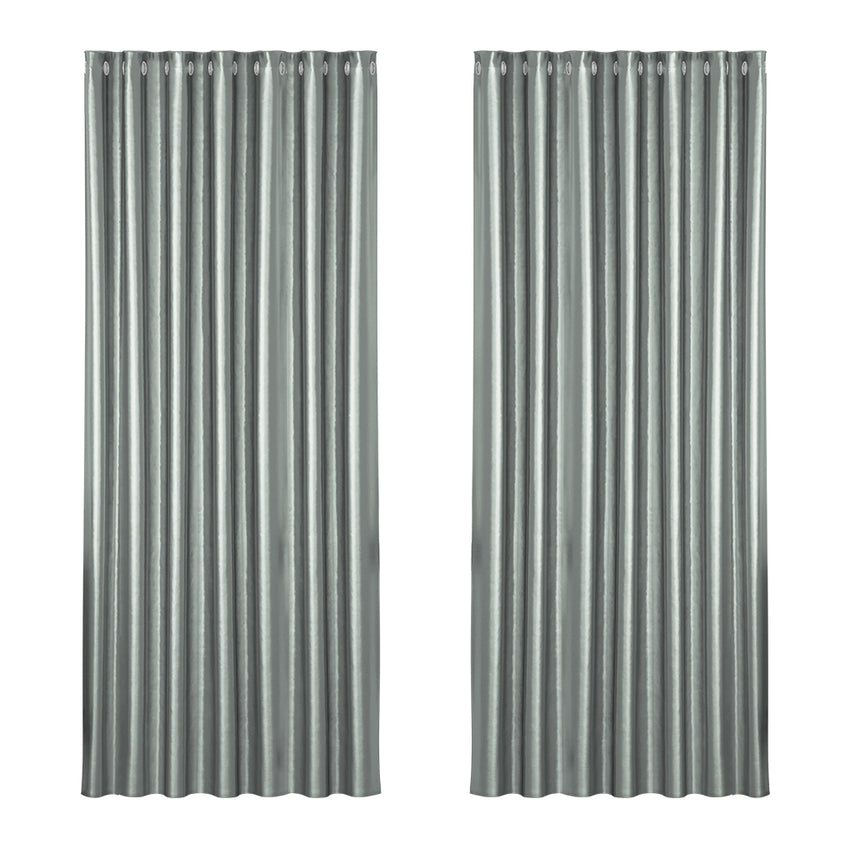 Artiss 2X Blockout Curtains Eyelet 240x230cm Grey Shine
