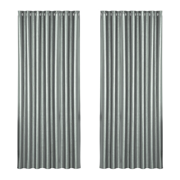 Artiss 2X Blockout Curtains Eyelet 240x230cm Grey Shine