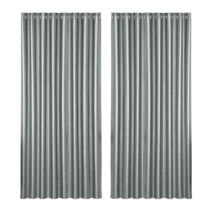 Artiss 2X Blockout Curtains Eyelet 300x230cm Grey Shine