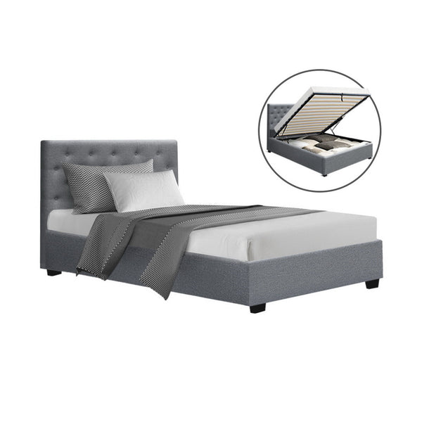 Artiss Bed Frame King Single Size Gas Lift Grey VILA