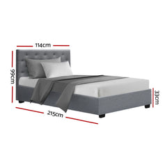 Artiss Bed Frame King Single Size Gas Lift Grey VILA