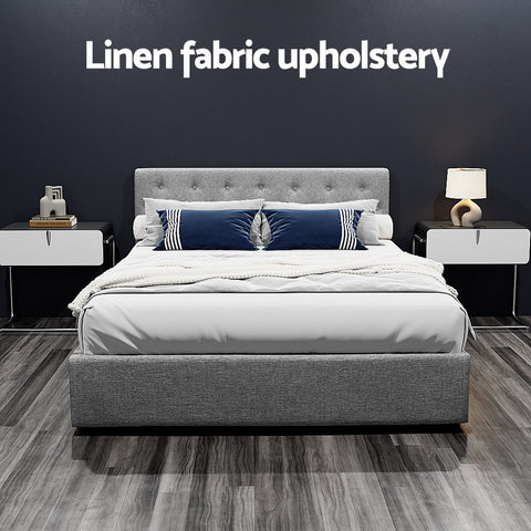 Artiss Bed Frame Queen Size Gas Lift Grey VILA