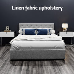 Artiss Bed Frame Queen Size Gas Lift Grey VILA