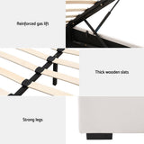 Artiss Bed Frame Double Size Gas Lift Beige VILA