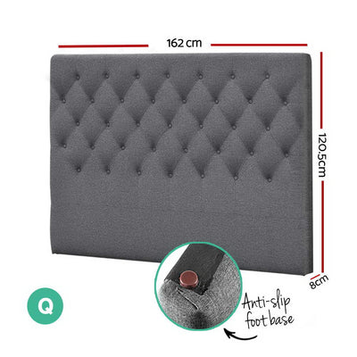 Artiss Bed Head Headboard Queen Size Fabric - CAPPI Grey
