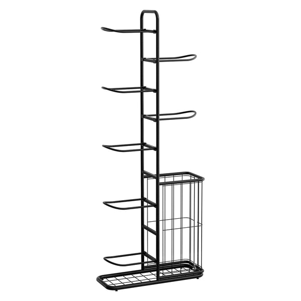 Everfit Ball Storage Rack Sports Equipment Organizer 7-Tier with Basket for Garage Gym Black