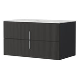 Cefito Vanity Unit 900mm Bathroom Cabinet Storage Wall Hung Black Timber Front