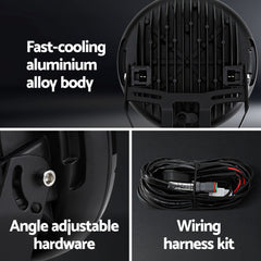 Giantz Pair LED Driving Lights 9 Inch Flood Spot Lights Car Truck SUV 12V 24V