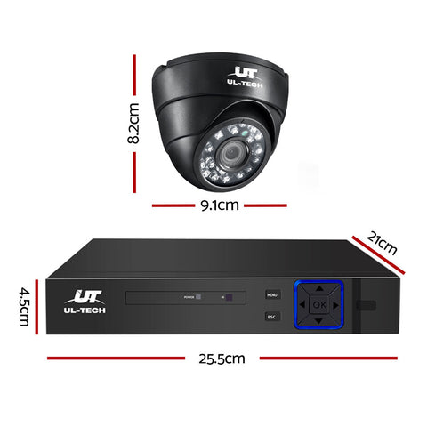 UL-TECH 1080P Security Camera System 4CH DVR with 4 CCTV Dome Cameras