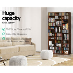 Artiss Bookshelf CD Storage Rack - BERT Walnut