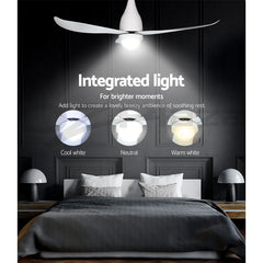 Devanti 52'' Ceiling Fan DC Motor LED Light Remote Control - White