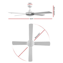 Devanti 52'' Ceiling Fan DC Motor 4 Blades w/Remote - White