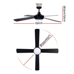 Devanti 52'' Ceiling Fan DC Motor w/Light w/Remote - Black