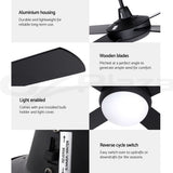 Devanti 52'' Ceiling Fan DC Motor w/Light w/Remote - Black