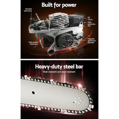Giantz Chainsaw Petrol 92CC 24" Bar Commercial E-Start Pruning Chain Saw